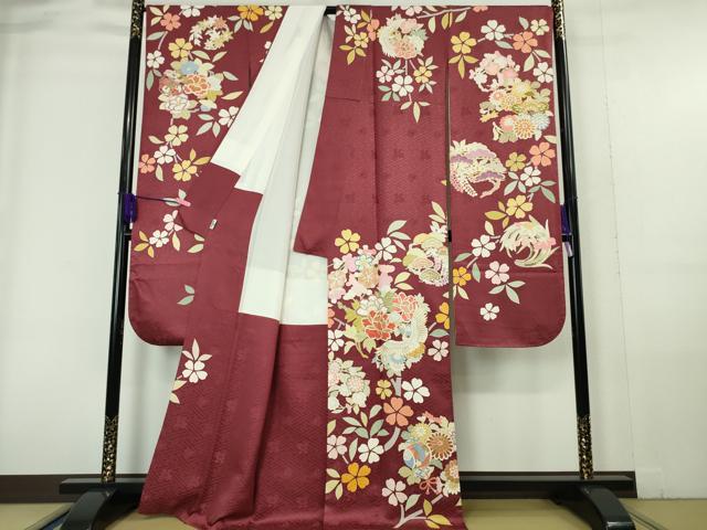 平和屋着物○本場大島紬 カタス7マルキ 草木文 正絹 逸品 AABA8196ph