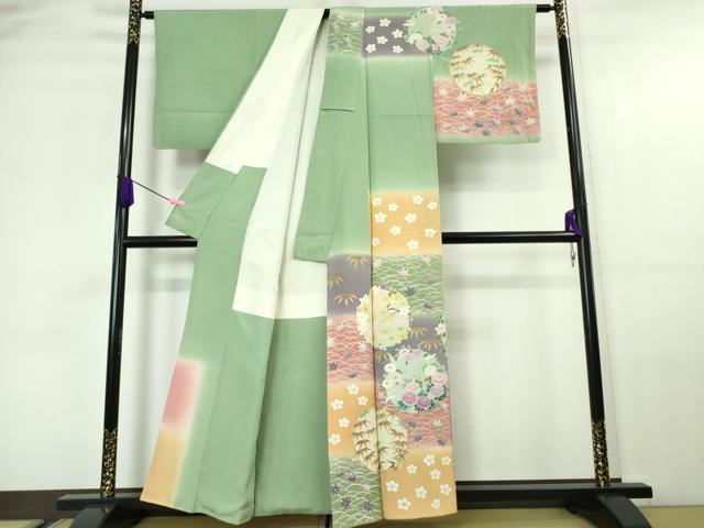 平和屋本店□極上 京加賀友禅 松本健一 訪問着 草花丸文 暈し