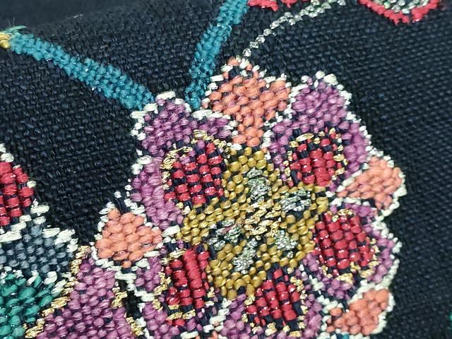 平和屋本店□極上 八寸名古屋帯 紬地 帝王紫 花鳥文 逸品 DZAA6054kh5