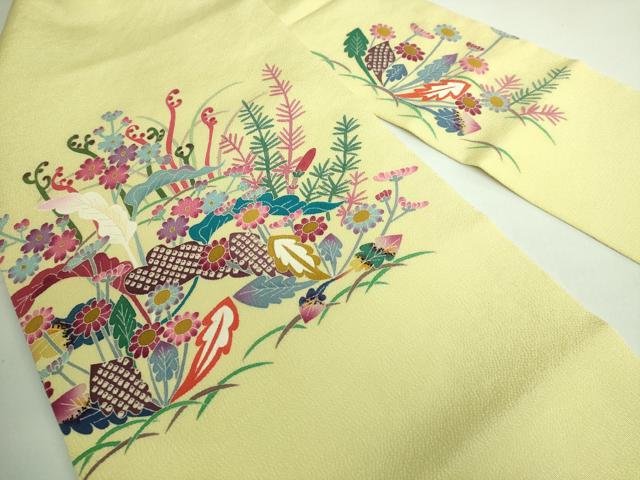 平和屋着物●訪問着　作家物　勝宏　駒刺繍　草花文　暈し染め　正絹　逸品　AAAZ0644ck 平和屋着物○訪問着 作家物 勝宏 駒刺繍 草花文 暈し染め 正絹 逸品