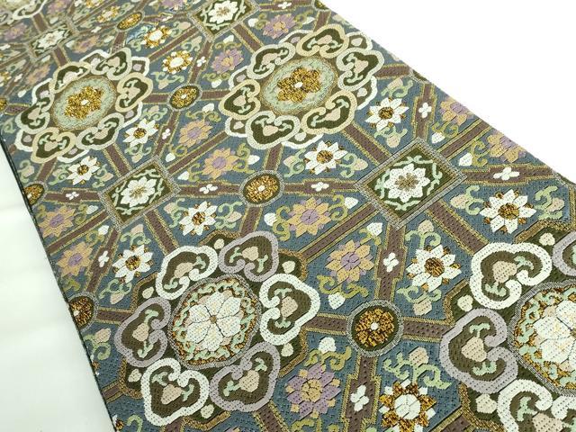 平和屋本店□極上 全通柄袋帯 総刺繍 絽刺し 蜀江花文