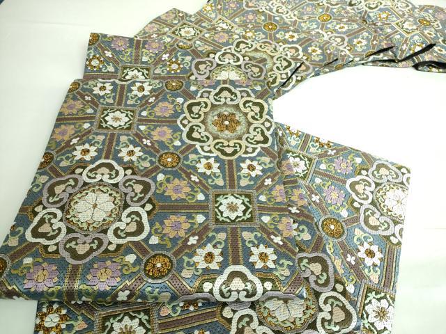 平和屋本店□極上 全通柄袋帯 総刺繍 絽刺し 蜀江花文