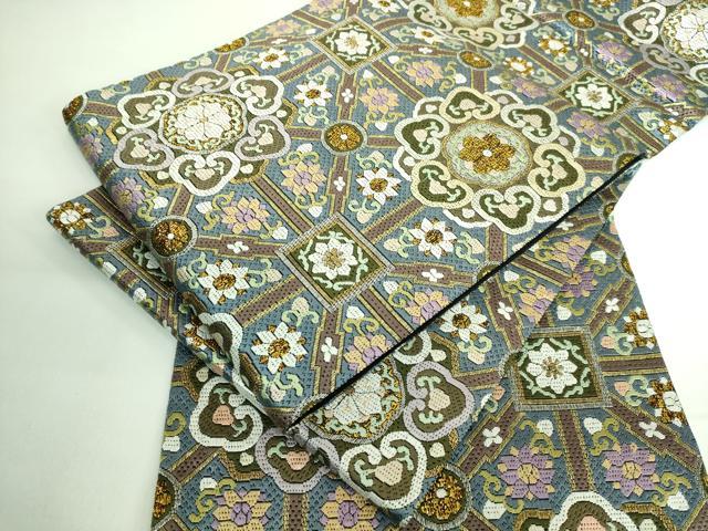 平和屋本店□極上 全通柄袋帯 総刺繍 絽刺し 蜀江花文