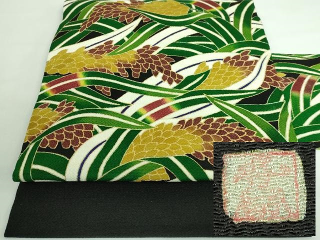 平和屋本店■超希少　東京友禅　久呂田明功　九寸名古屋帯　稲穂　黒地　金彩　鬼しぼ縮緬　逸品　DZAA6082kh5