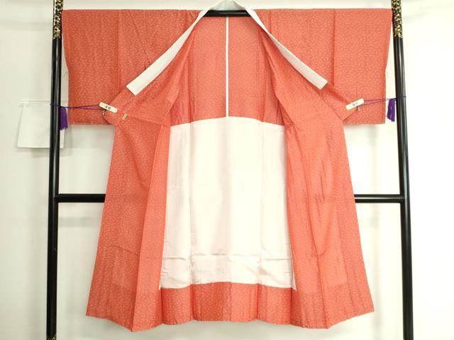 平和屋本店□上質な長襦袢 無双仕立て 成り物 赤丹色地 ます