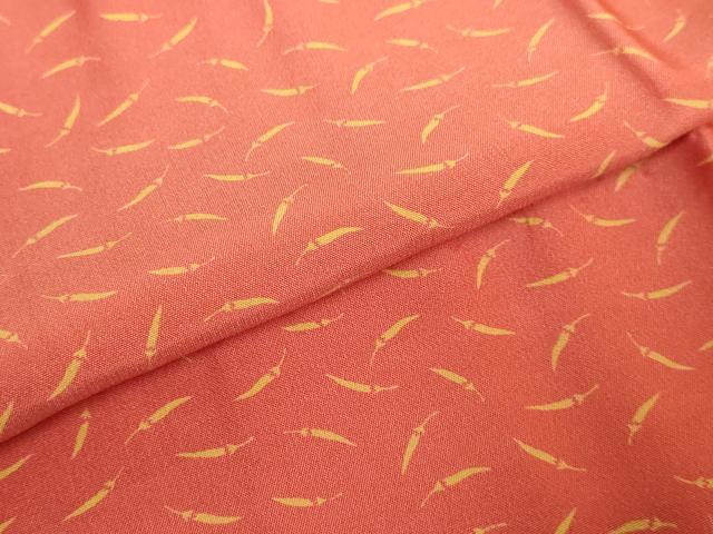 平和屋本店□上質な長襦袢 無双仕立て 成り物 赤丹色地 ます