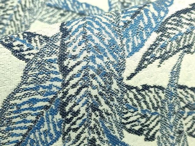 平和屋本店□極上 六通柄袋帯 天然灰汁発酵建藍染 草葉文