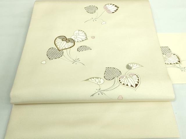 平和屋本店■極上　塩瀬　九寸名古屋帯　葵　木蘭色地　金彩　逸品　DZAA6147kh5