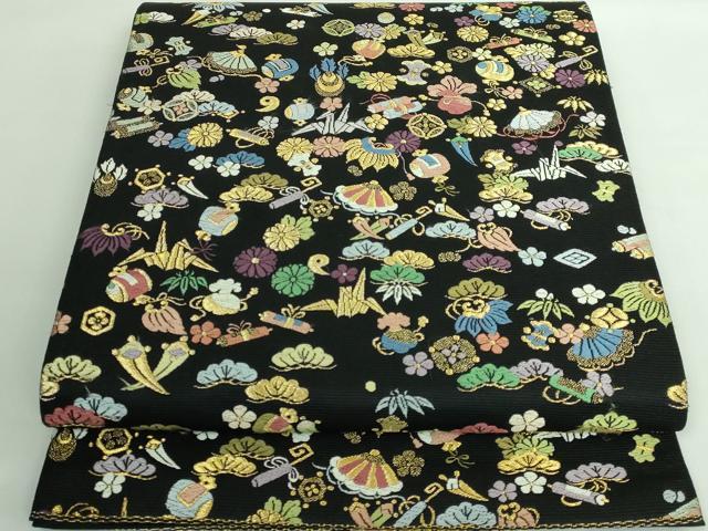 平和屋着物＊夏物 太鼓柄 京袋帯 抽象文様 金銀糸 正絹 逸品 DABA0085cm