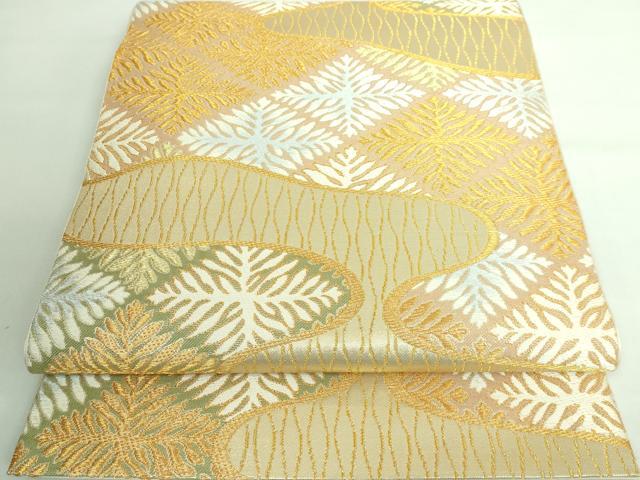 平和屋本店■極上　皇室献上作家　北出与三郎　六通柄　本袋帯　唐織　瑞雲古希菱文　金糸　逸品　DZAA6158kh5