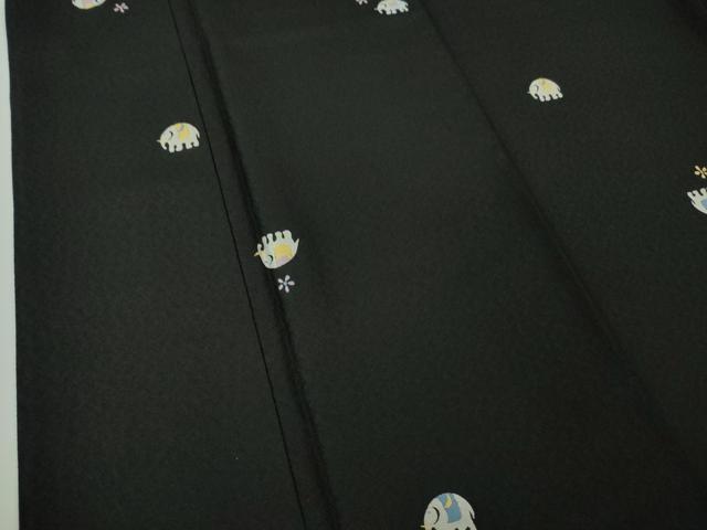 平和屋本店□極上 小紋 象 ゾウ 黒地 やまと誂製 逸品 DZAA6168kh5 小紋