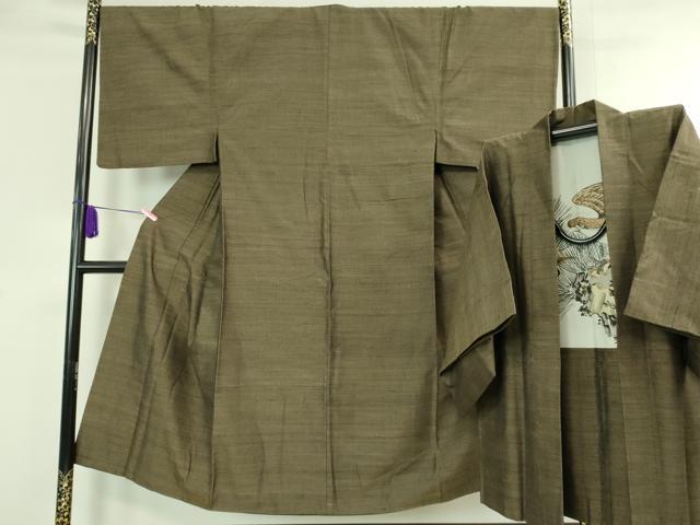 平和屋本店■極上　男性　結城紬　杢　アンサンブル　色無地　仙斎茶色　逸品　DZAA6200kh5