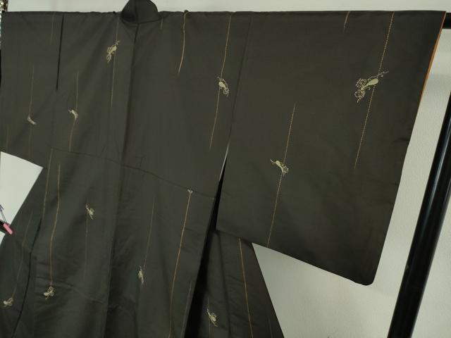 平和屋本店○極上 紬屋吉平 玉糸手織 一徳紬 刺繍 刺し子 瓢箪 証紙