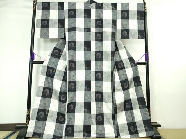 平和屋本店■極上　本場大島紬　市松　椿　逸品　DZAA6219kh5