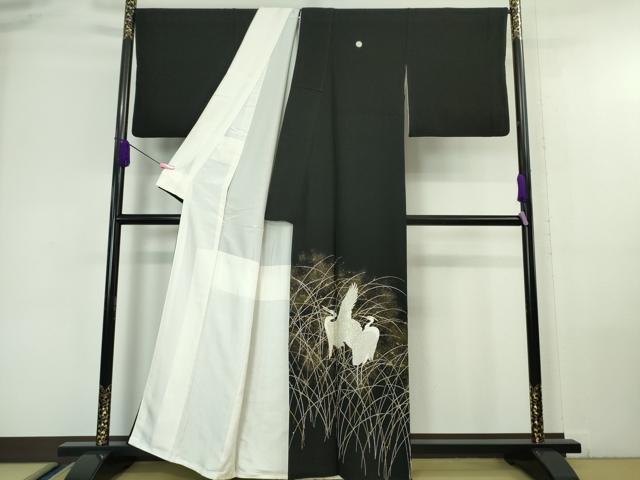 平和屋本店□極上 山口静樹 山口美術織物 黒留袖 御衣 錦繍 白鷺 冊子