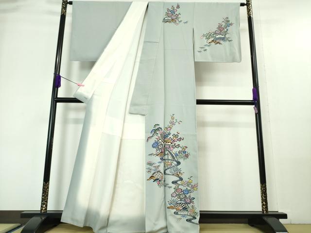 平和屋着物□極上 本加賀友禅作家 中正勲 訪問着 草花文 榛