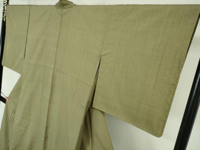 平和屋本店□極上 本場結城紬 重要無形文化財 色無地 利休茶色地 