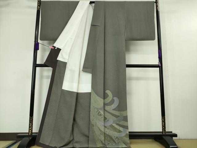 平和屋着物■極上　重要無形文化財　人間国宝　伊勢型紙縞彫師　児玉博　小紋　縞　黒×白　逸品　DZAA6943kh5 平和屋着物□極上 重要無形文化財 人間国宝 伊勢型紙縞彫師
