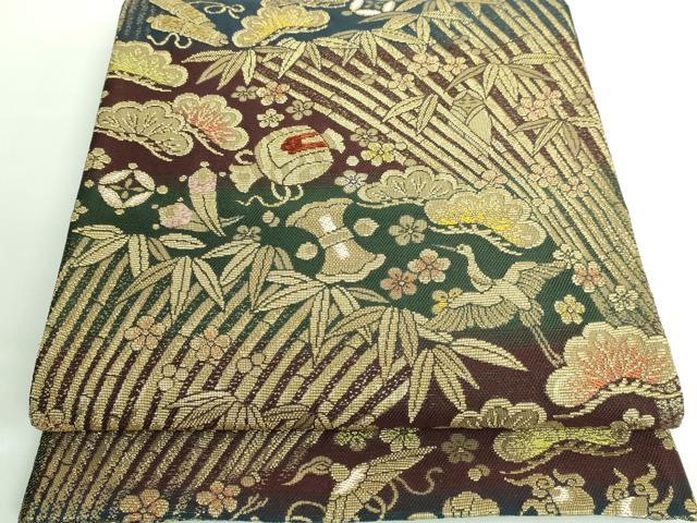 平和屋本店■極上　創業280年　誉田屋源兵衛　六通柄袋帯　金華山織　宝尽くし飛鶴花文　金糸　逸品　DZAA6255kh5