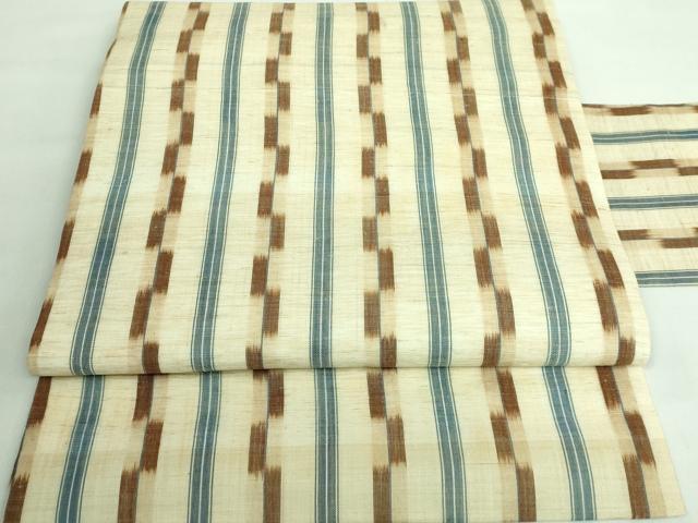 平和屋本店■極上　夏物　芭蕉布　手積み芭蕉糸100％　九寸名古屋帯　間道　逸品　DZAA6269kh5