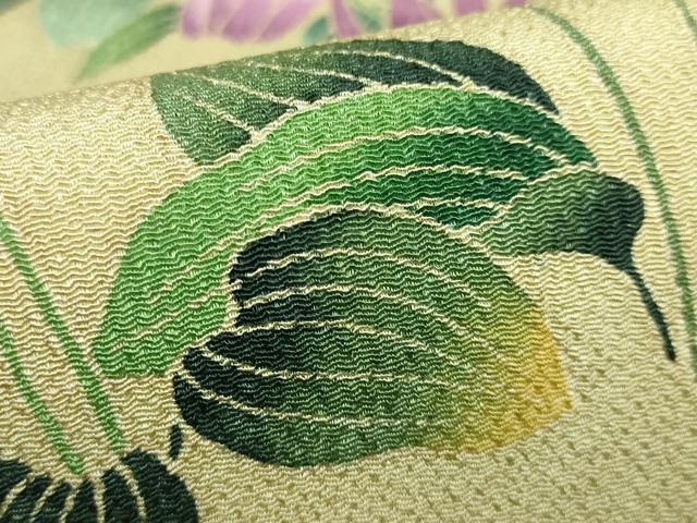 平和屋本店□極上 九寸名古屋帯 竜胆 薄い桑染色地 鬼しぼ