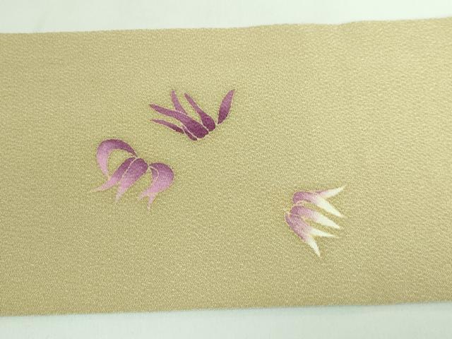 平和屋本店□極上 九寸名古屋帯 竜胆 薄い桑染色地 鬼しぼ