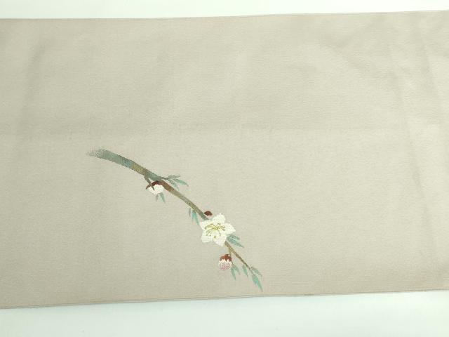 平和屋本店■極上　西陣　川島織物　爪掻き本綴れ　八寸名古屋帯　枝梅　絹鼠色地　金糸　逸品　DZAA6279kh5 平和屋本店□極上 西陣 川島織物 爪掻き本綴れ 八寸名古屋帯