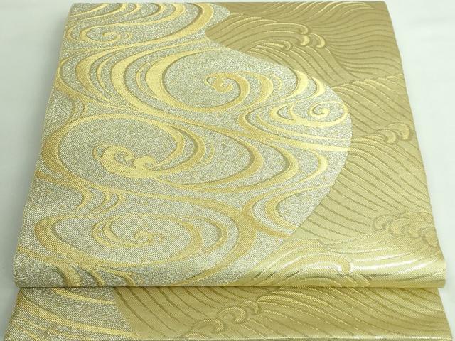 平和屋本店■極上　西陣　川島織物　六通柄　本袋帯　流水立波文　金銀糸　逸品　DZAA6281kh5