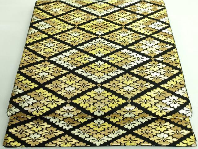 たつむら製 本袋帯 さいわい花菱錦 金糸 銀糸 正絹 六通