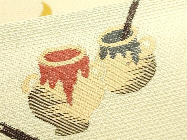 平和屋本店■極上　九寸名古屋帯　フクロウ　蒸栗色地　逸品　DZAA6294kh5