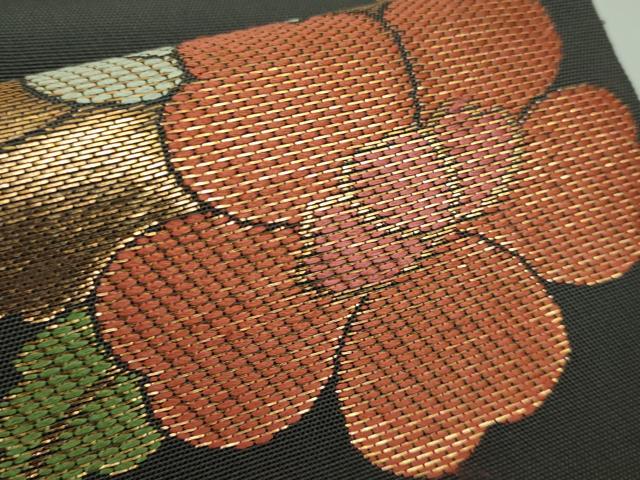 平和屋本店□極上 洛風林 工芸帯地 六通柄 本袋帯 花