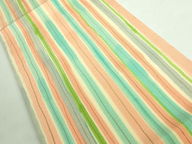 平和屋本店□極上 青山井筒工芸 九寸開き名古屋帯 縞 金彩 鬼しぼ縮緬