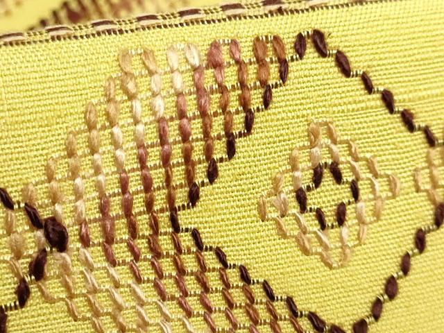 平和屋本店□極上 本場琉球 読谷山花織 紬地 九寸名古屋帯 芥子色地