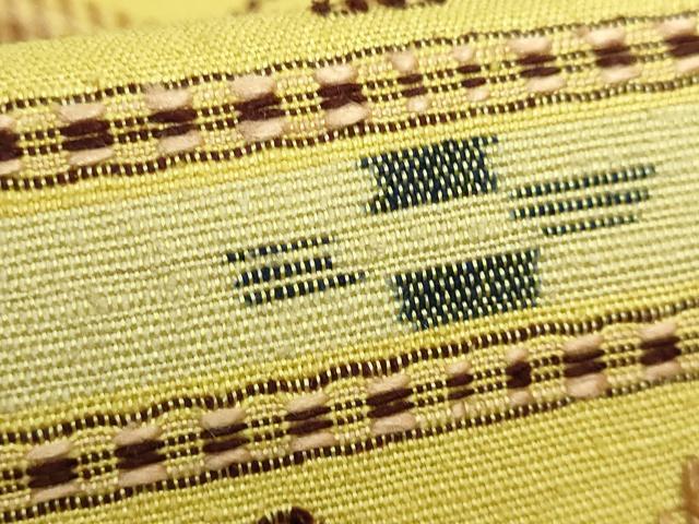 平和屋本店■極上　本場琉球　読谷山花織　紬地　九寸名古屋帯　芥子色地　逸品　DZAA6319kh5 平和屋本店□極上 本場琉球 読谷山花織 紬地 九寸名古屋帯 芥子色地