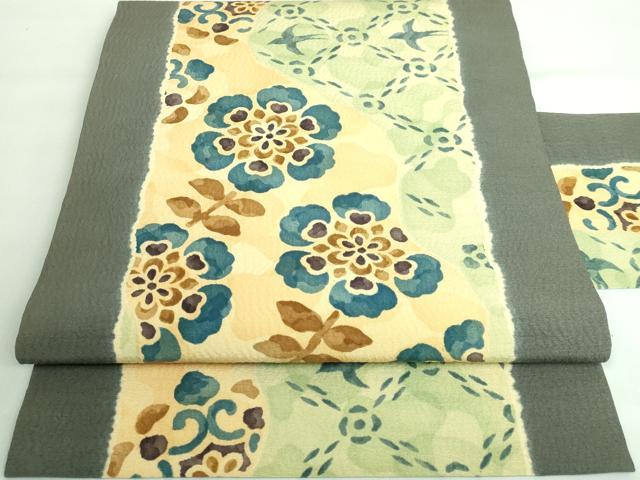 平和屋本店■極上　摺型友禅　京都　多ち花　九寸名古屋帯　枝花文　燕　逸品　DZAA6327kh5