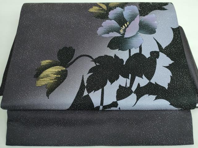 平和屋本店■極上　ワンタッチつけ帯　枝花文　金彩　銀通し地　やまと誂製　逸品　未使用　DZAA6331kh5