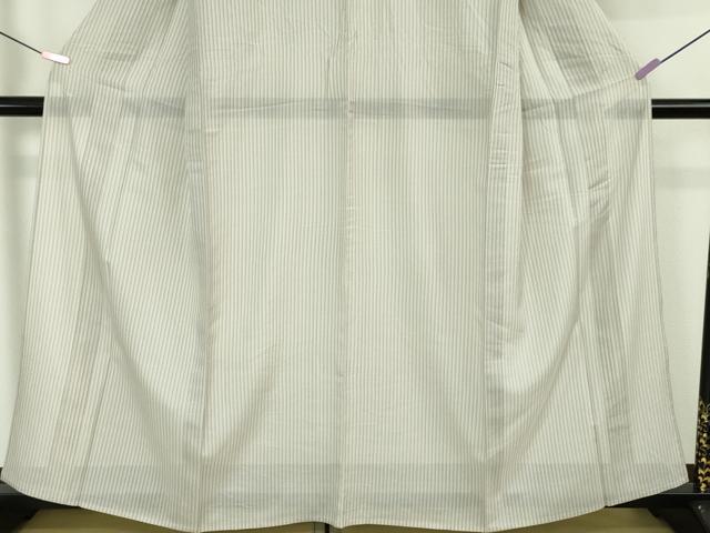 平和屋本店■極上　夏物　駒上布　夏柿渋　縞　柿渋工房　粋渋庵　桜鼠色地　高島屋扱い　証紙付き　逸品　DZAA6337kh5 平和屋本店□極上 夏物 駒上布 夏柿渋 縞 柿渋工房 粋渋庵 桜鼠色地