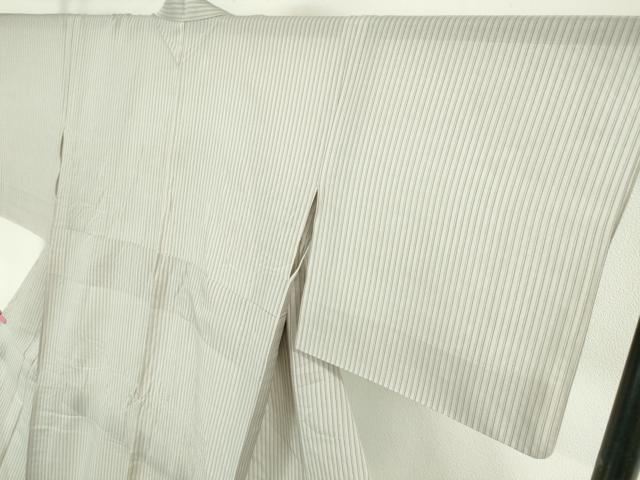平和屋本店■極上　夏物　駒上布　夏柿渋　縞　柿渋工房　粋渋庵　桜鼠色地　高島屋扱い　証紙付き　逸品　DZAA6337kh5 平和屋本店□極上 夏物 駒上布 夏柿渋 縞 柿渋工房 粋渋庵 桜鼠色地