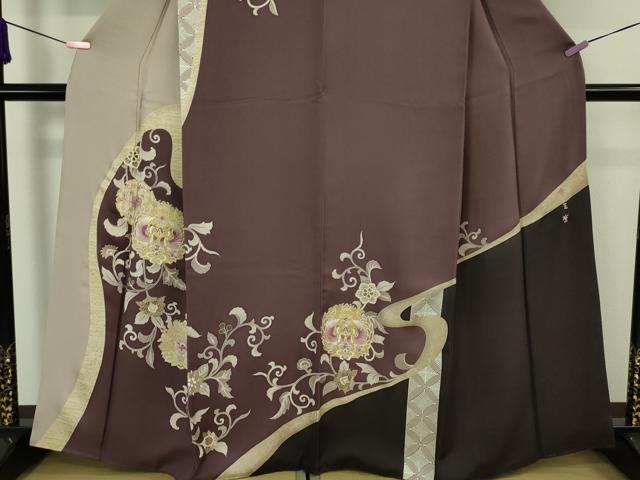 平和屋着物□極上 夏物 訪問着 縦絽 片輪車花文 白藤