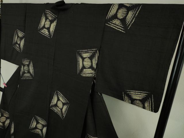 平和屋本店□極上 十日町 名門青柳謹製 赤城紬 単衣 奇翠 蔵