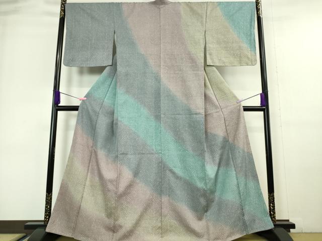 平和屋本店■極上　訪問着　紬地　杢目絞り　暈し染め　逸品　未使用　DZAA6362kh5