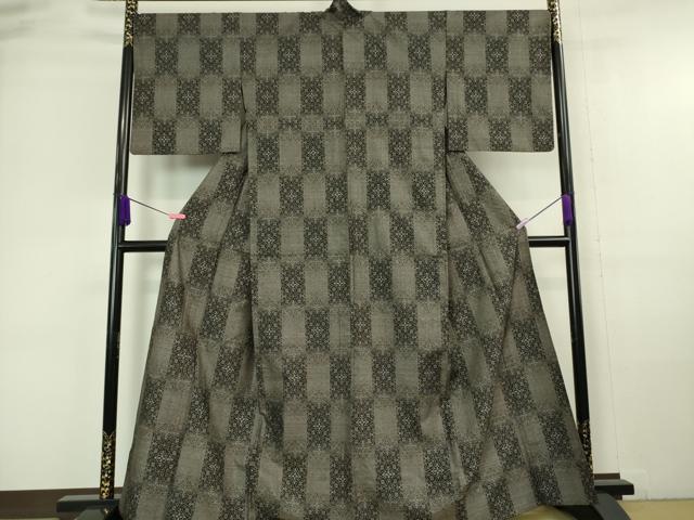 平和屋本店■極上　本場大島紬　単衣　9マルキ　七宝市松文　逸品　DZAA6378kh5