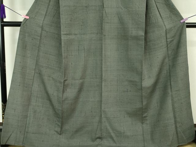 平和屋本店□極上 紬 単衣 横縞 藍墨茶色地 逸品 DZAA6387kh5