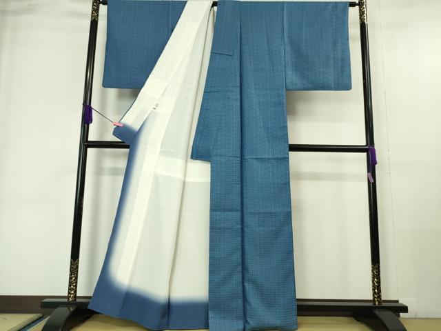 平和屋本店□極上 紬 花織 藍香房 天然藍染 逸品 DZAA6388kh5