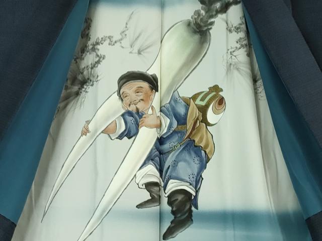 平和屋本店■極上 男性 本場結城紬 重要無形文化財 アンサンブル キングサイズ 100亀甲 総詰め　羽裏・大黒様　逸品　未使用　DZAA6395kh5 平和屋本店□極上 男性 本場結城紬 重要無形文化財 アンサンブル