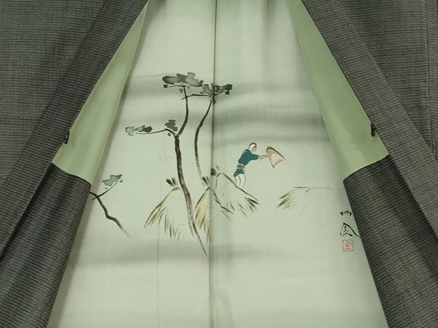 平和屋着物□極上 男性 本場大島紬 アンサンブル 長羽織 長襦袢(袷) 3