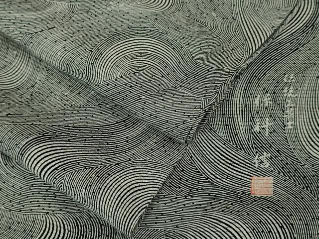 平和屋本店■極上　夏物　伝統工芸士　保科信　江戸小紋　絽　よろけ縞　黒地　逸品　DZAA6433kh5