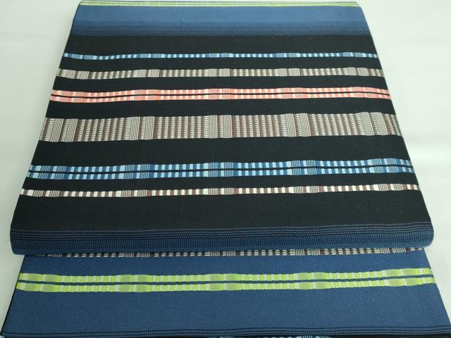 平和屋本店■極上　六通柄袋帯　吉野間道　黒地　逸品　DZAA6468kh5