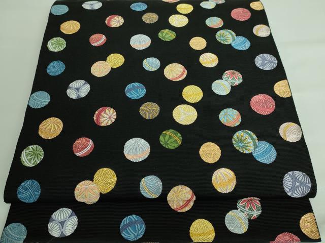 平和屋本店■極上　西陣の老舗　1782年創業　山下織物　六通柄袋帯　唐織　わらべ唄　黒地　金糸　逸品　DZAA6469kh5