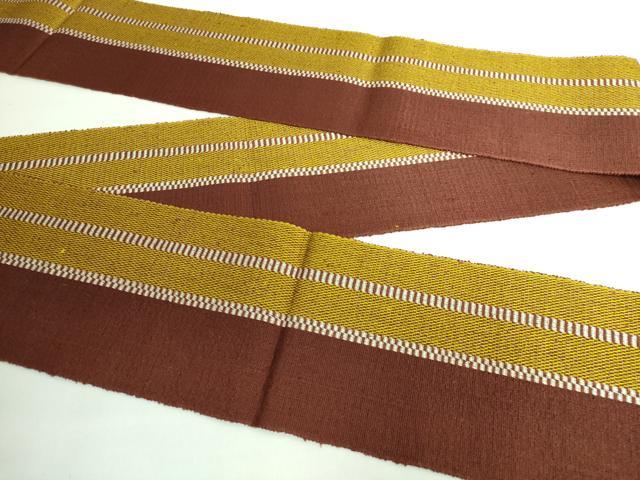 平和屋本店■極上　本場黄八丈　半幅帯　間道　逸品　DZAA6473kh5